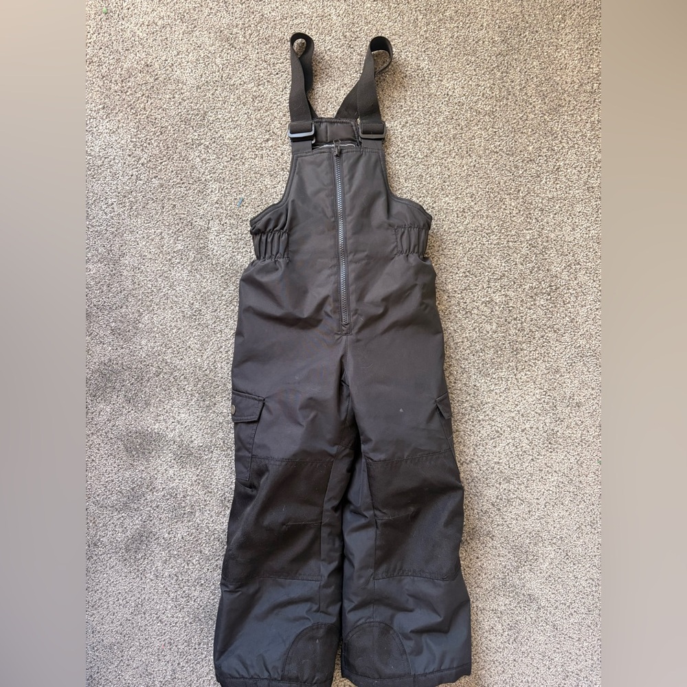 Kids Black Snow Bib Overalls - Durable Winter Pants